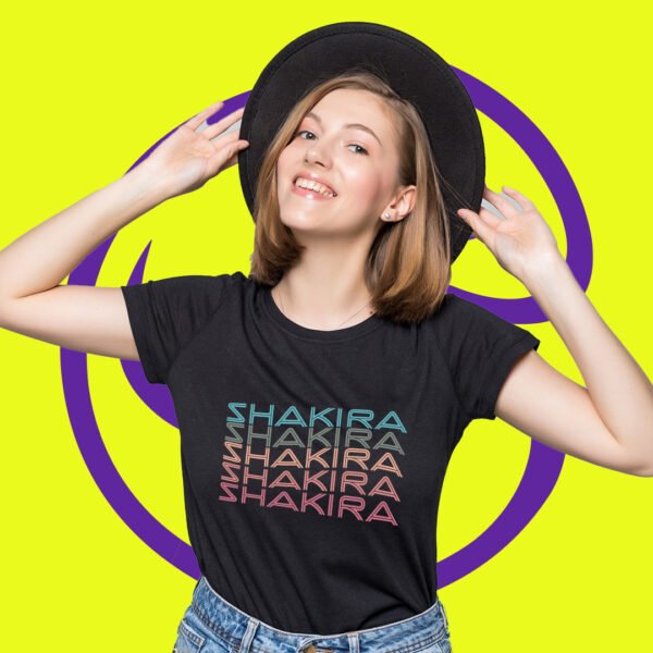 Multicolor Shakira Black T-Shirt - free shipping - Image 3